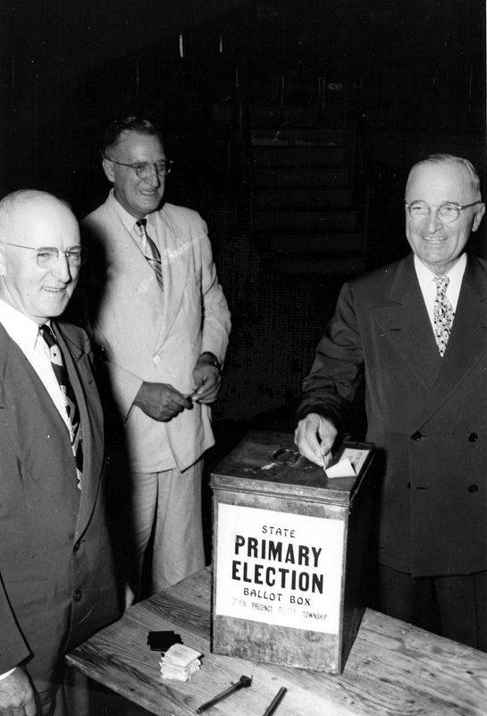 Harry Truman voting in a primary.