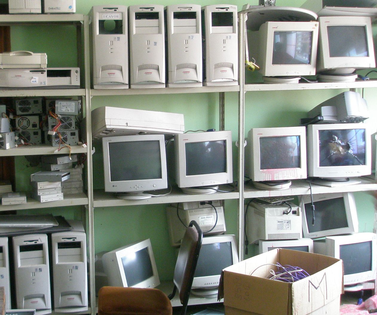 A picture of electronic waste.