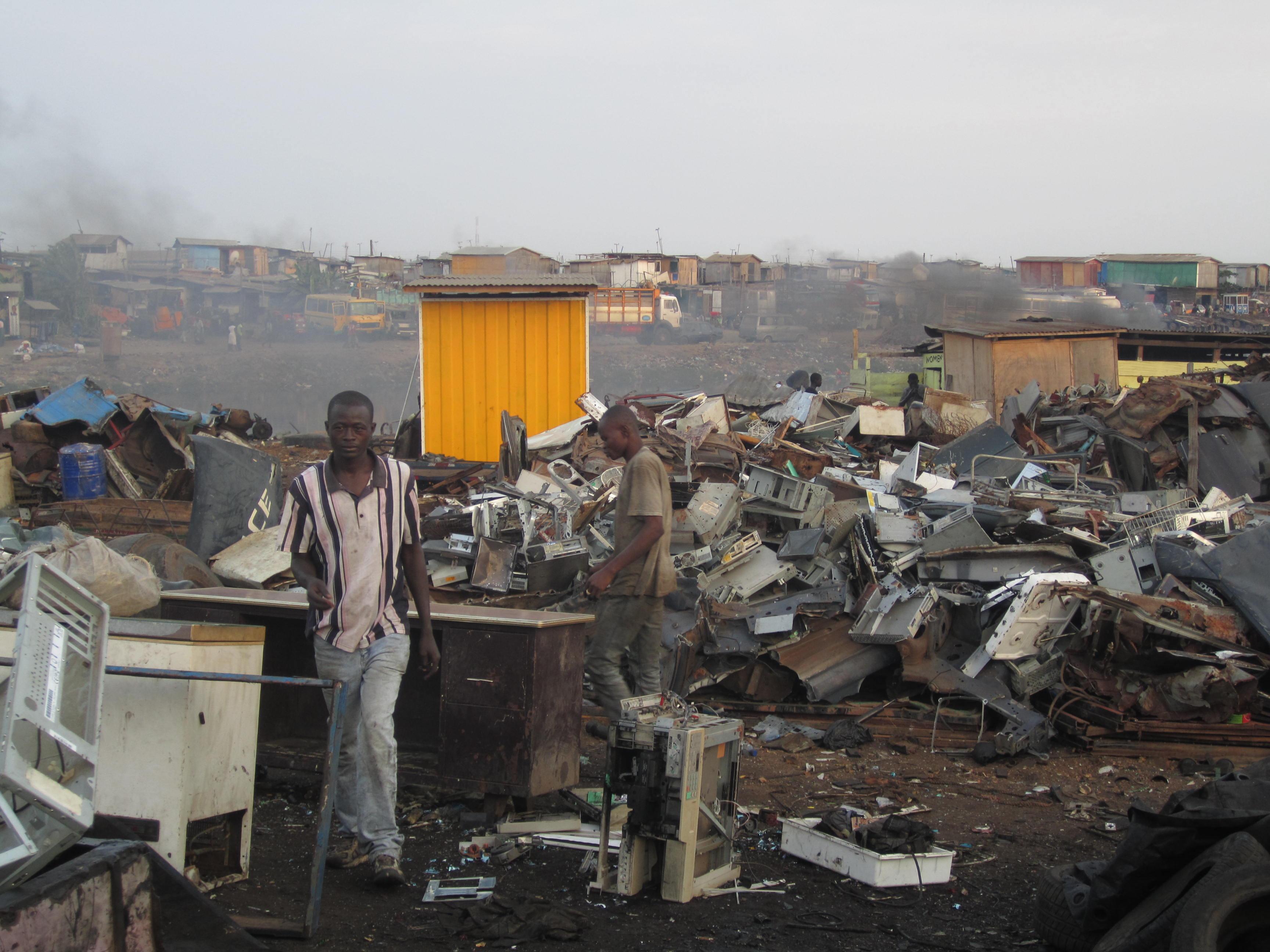 Scattered electronic waste in Ghana.