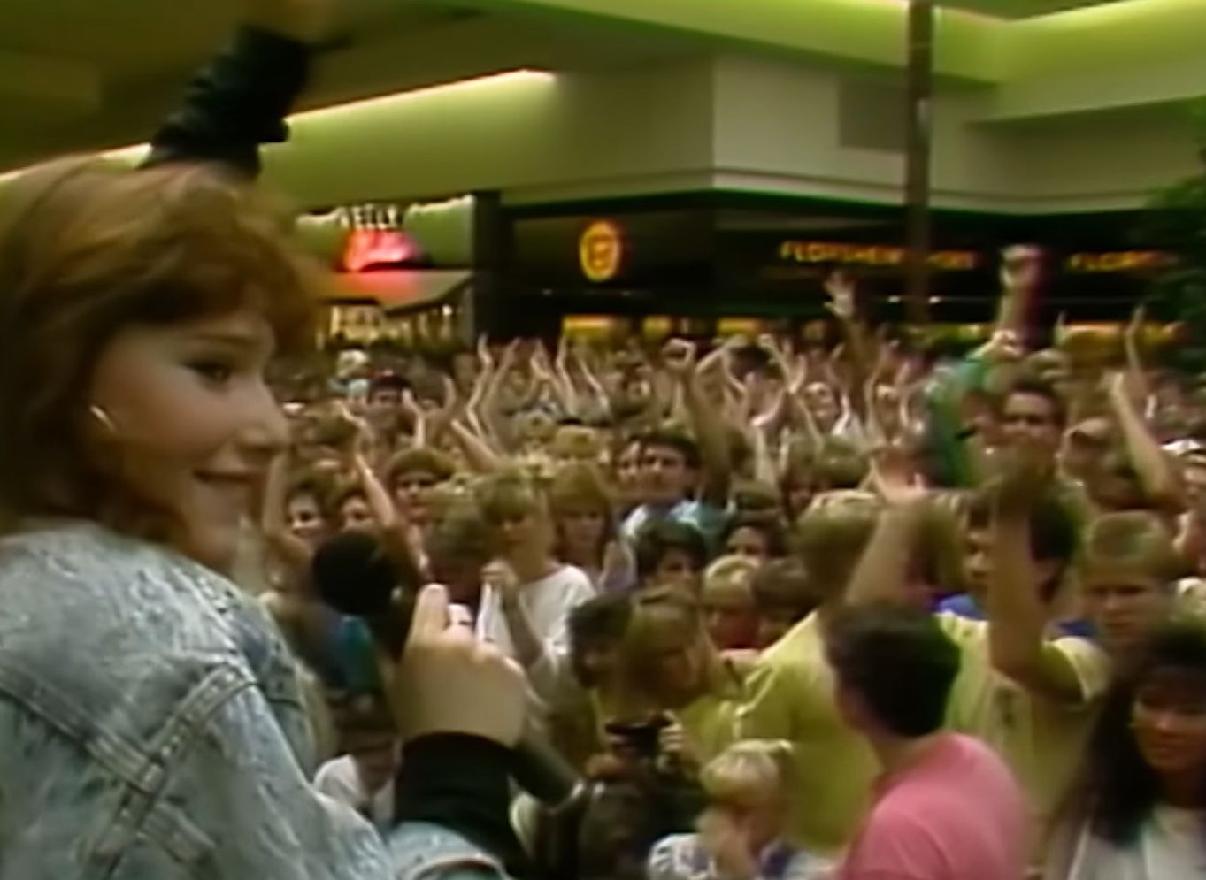 The singer Tiffany performing at a mall in the late 1980s.
