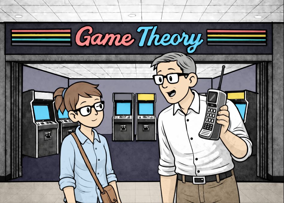 Quin and Frank at the Arcade