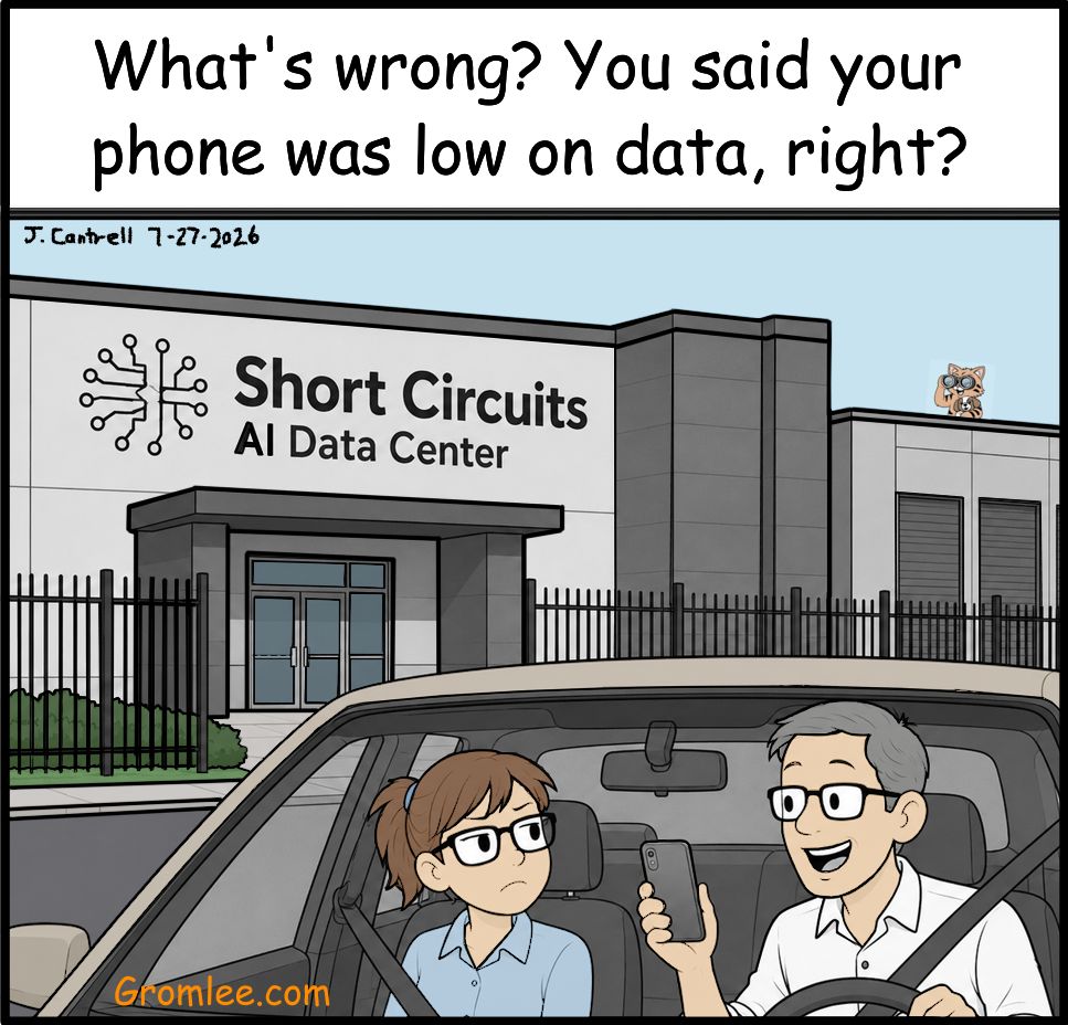 Gromlee cartoon panel.