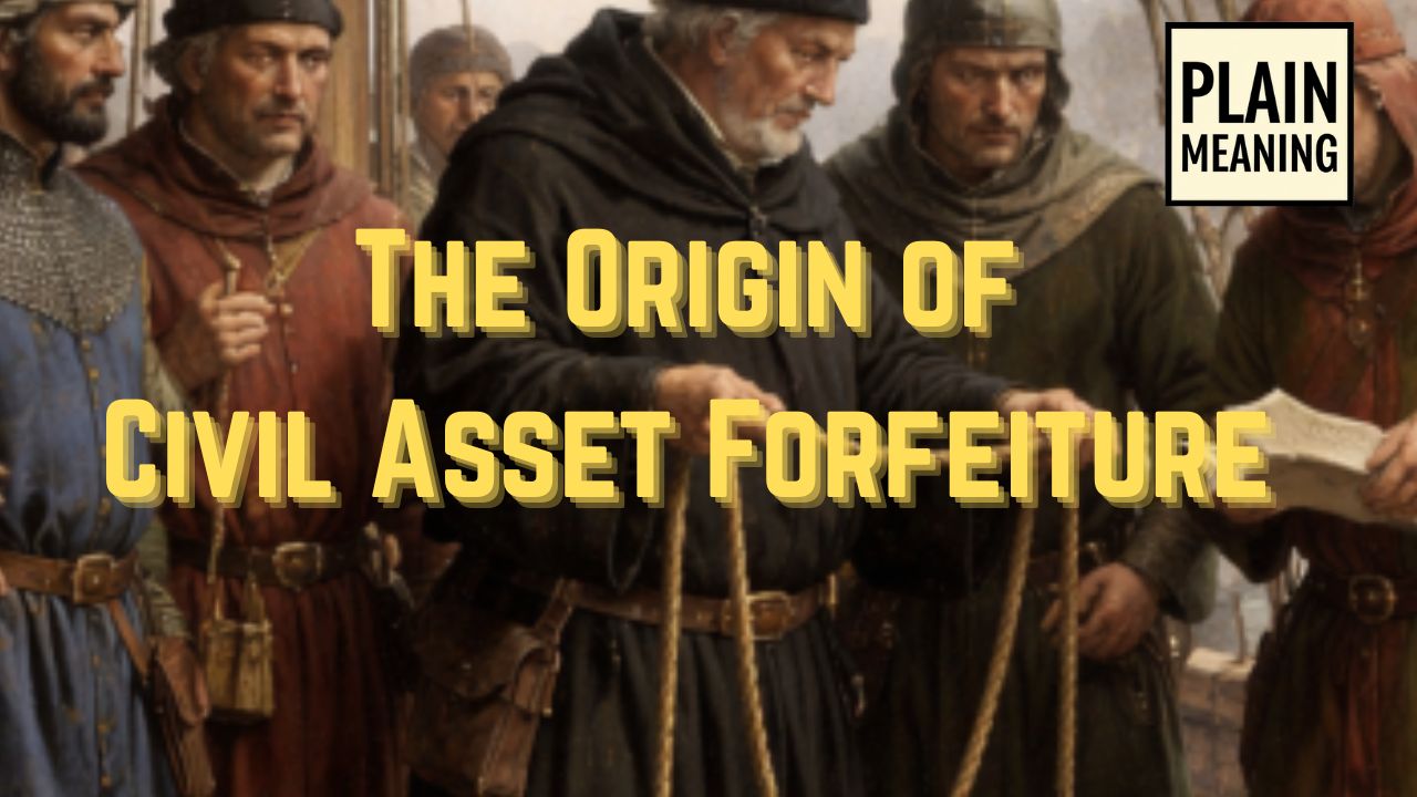 Thumbnail for the Plain Meaning video titled The Crazy Origin of Civil Asset Forfeiture